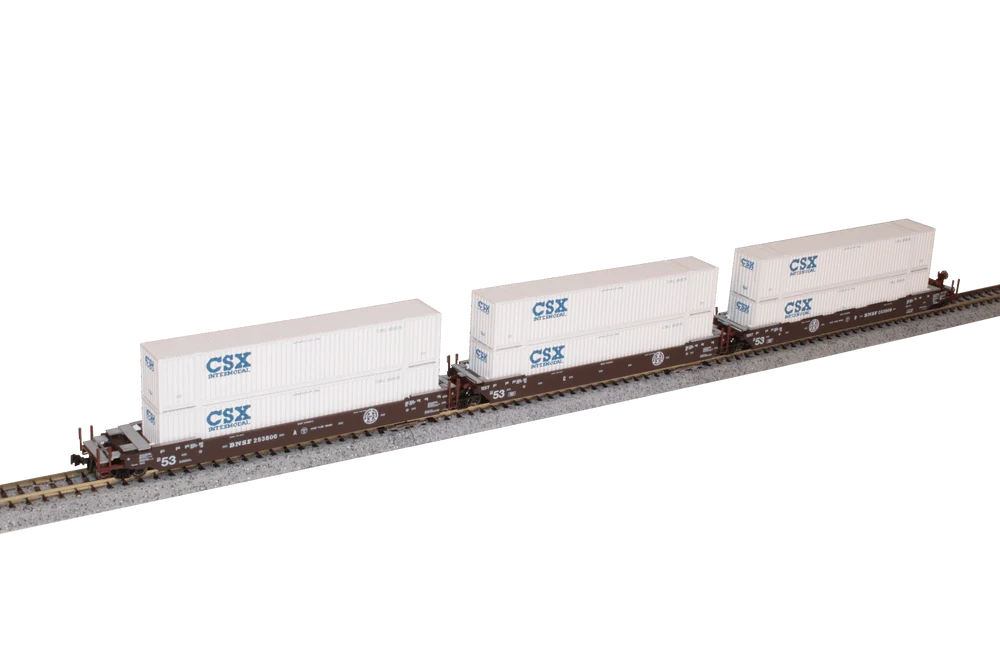 BER Kato 106-6186 Gunderson MAXI-IV Double Stack Car w/ CSX Containers  - N Gauge (pre-owned)