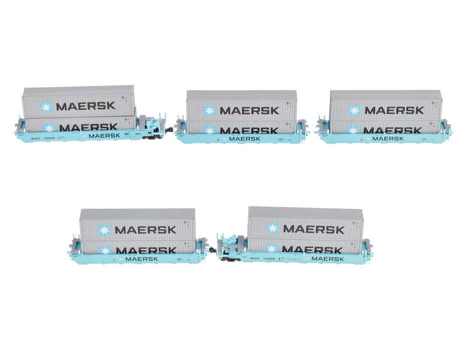 BER Kato106-6190 N Maersk Gunderson Maxi-I 5-Unit Double-Stack Well Car - N Gauge (pre-owned)