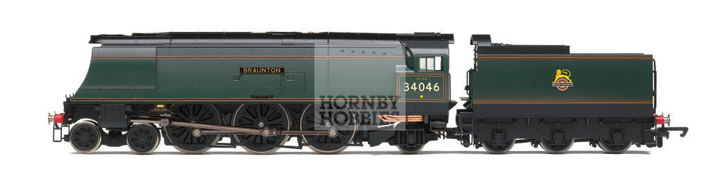 Hornby R30114 BR West Country Class 4-6-2 'Braunton' No.34046' - Era 4, Steam Locomotive, OO Gauge