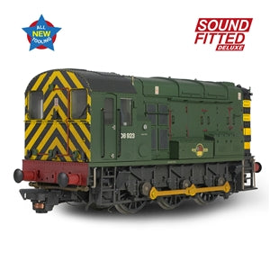 Bachmann 35-926SFX Class 08 08923 BR Green (Wasp Stripes) (Weathered) - OO Gauge SOUND FITTED