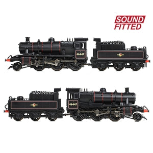 Graham Farish 372-628ASF LMS Ivatt 2MT Class 46447 BR Lined Black Late Crest - N Gauge - Sound Fitted
