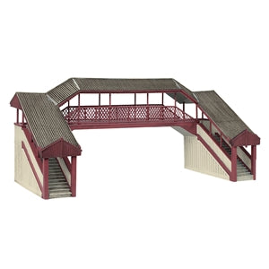 Bachmann 44-020R Scenecraft Covered Metal Footbridge (Pre-Built), Red & Cream - OO Scale