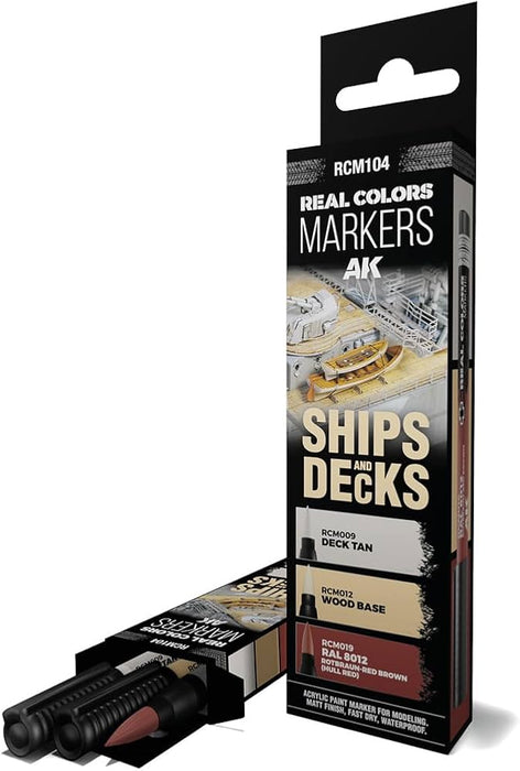 AK Real Colors Markers set - RCM104 - "Ships and Decks" - 3 pen set