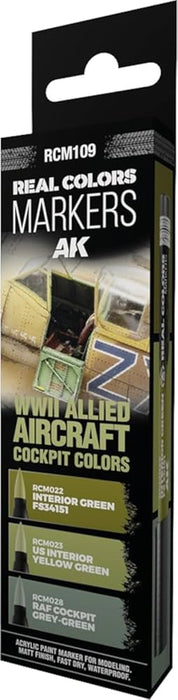 AK Real Colors Markers set - RCM109 - "WW2 Allied Aircraft Cockpit" - 3 pen set