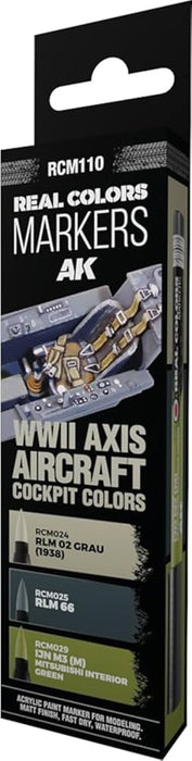 AK Real Colors Markers set - RCM110 - "WW2 Axis Aircraft Cockpit" - 3 pen set