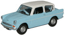 Oxford Diecast 76105007 Blue/Ermine White Ford Anglia - OO Gauge/1:76 Scale