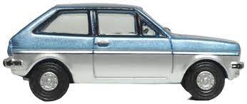 Oxford Diecast 76FF007 Ford Fiesta MK1 Titan Blue/Strat Silver - 1:76 Scale - OO Gauge