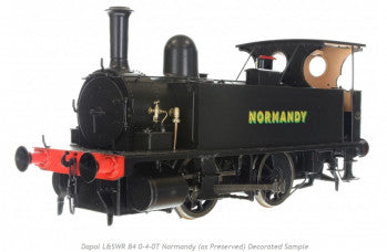 Dapol 7S-018-001 LSWR B4 0-4-0T Steam Locomotive Number 96 named "Normandy" in "As Preserved" Black Livery - O Gauge- SOUND FITTED