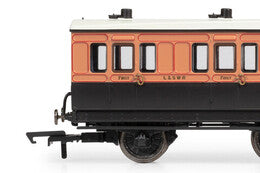 Hornby R40289 LSWR 6 Wheel 1st Class Coach Number 490 in LSWR Livery -  OO Gauge
