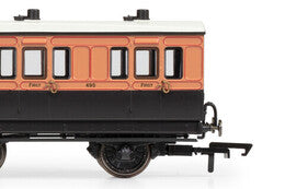 Hornby R40289 LSWR 6 Wheel 1st Class Coach Number 490 in LSWR Livery -  OO Gauge
