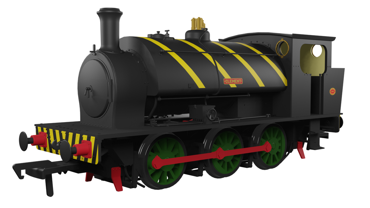 Rapido Trains 903514 Hunslet 16in 0-6-0ST Steam Locomotive named "Clement" (Batch 2) in black livery with Chevrons ** DCC SOUND FITTED **- OO Gauge