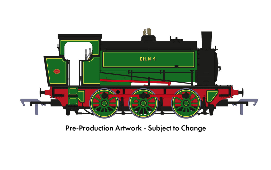 Rapido Trains 903515 Hunslet 16in 0-6-0ST Steam Locomotive (Batch 2) named "Glasshoughton No.4" in Lined Light Green livery ** DCC SOUND FITTED ** - OO Gauge