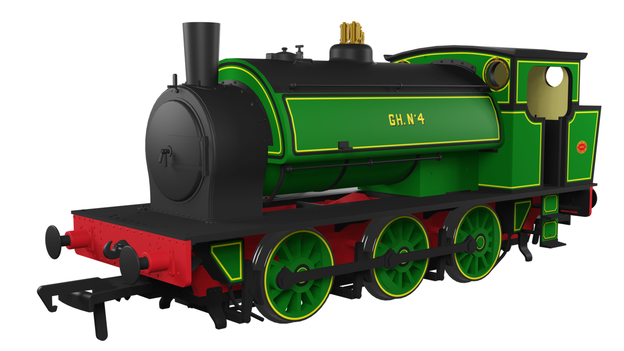 Rapido Trains 903015 Hunslet 16in 0-6-0ST Batch 2, Lined Light Green "GlassHoughton No.4"  DCC Ready- OO Gauge