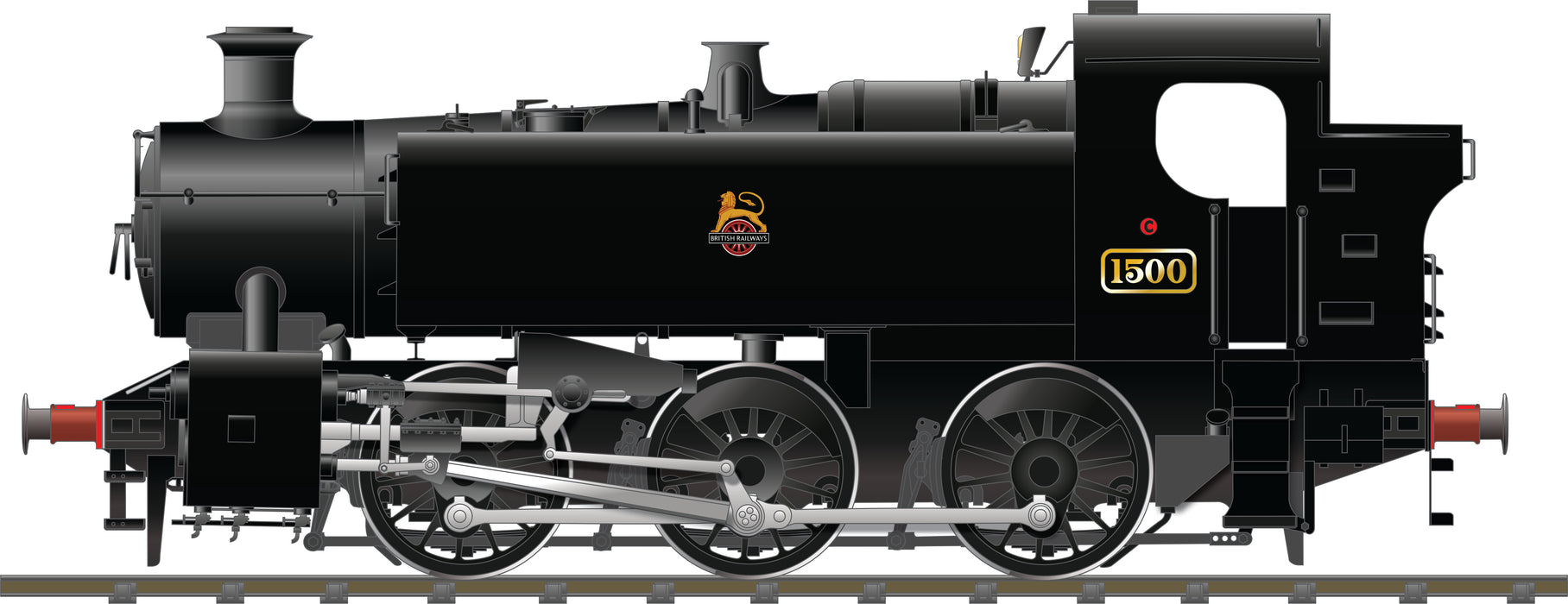 Rapido 904002 WR '15XX' 0-6-0PT Unlined Black (Early Emblem) No.1500, DC/Silent, Locomotive, OO Gauge