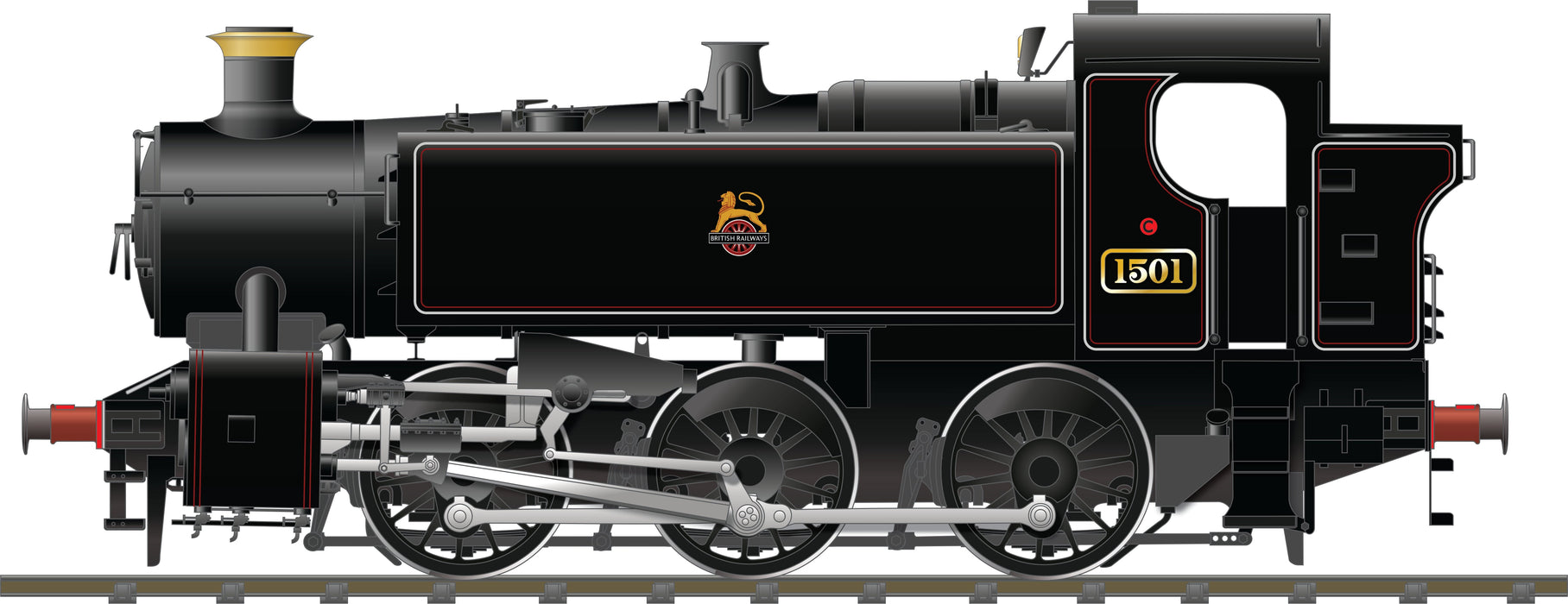 Rapido 904005 WR '15XX' 0-6-0PT Lined Black (Early Emblem) As Preserved No.1501, DC/Silent, Locomotive, OO Gauge