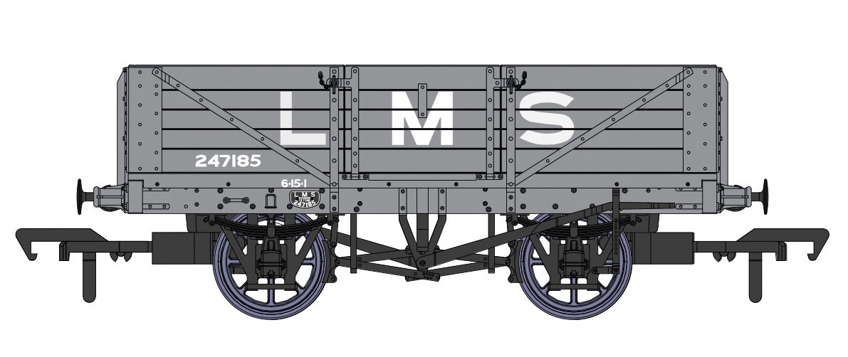 Rapido 937002 LMS Dia. 1666 Open LMS Grey No.247185 Wagon.  OO Gauge