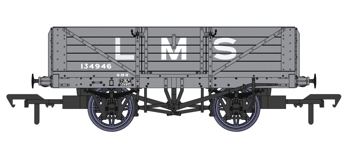 Rapido 937003 LMS Dia. 1666 Open LMS Grey No.134946 Wagon.  OO Gauge