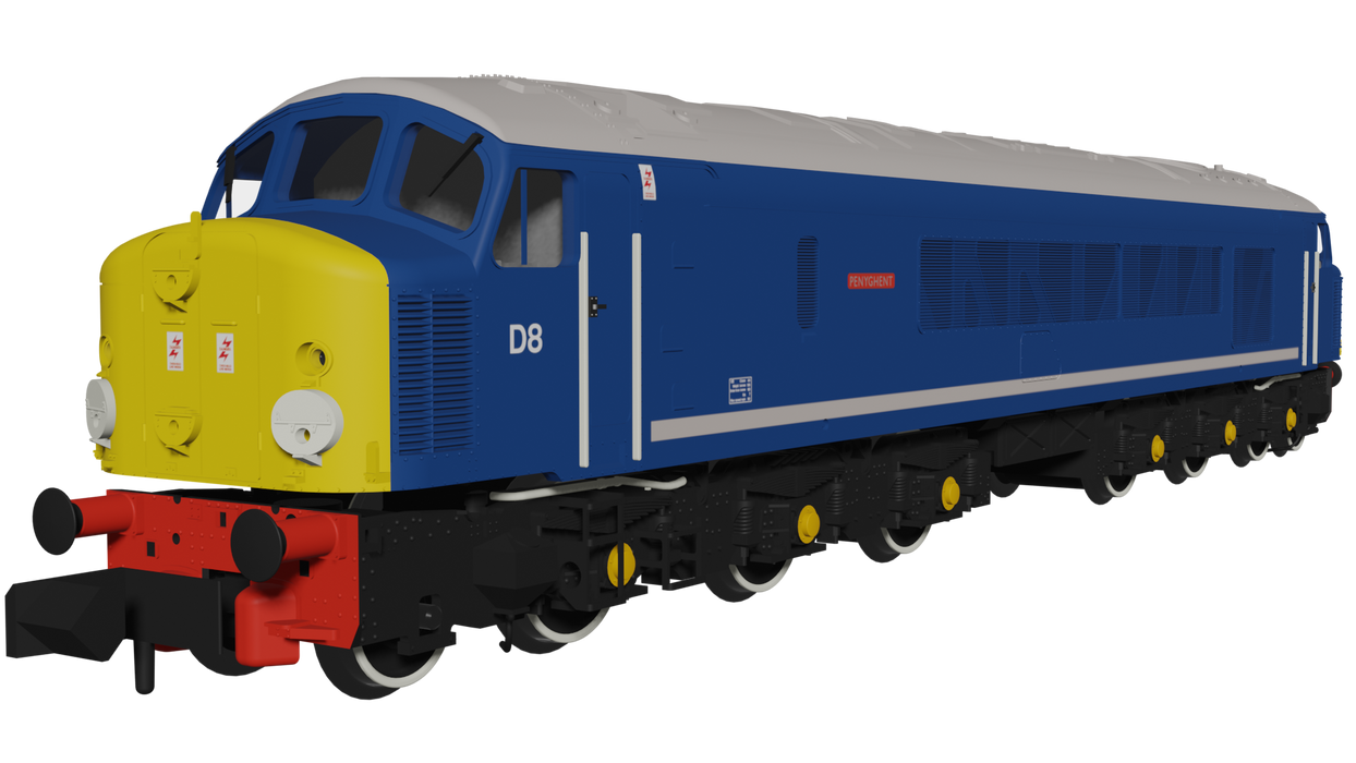 Rapido Trains 948008 BR Class 44 Diesel Locomotive Number D8 named "Penyghent"  in BR Blue (no logos) with bodyside stripe and yellow ends - N Gauge (Copy)