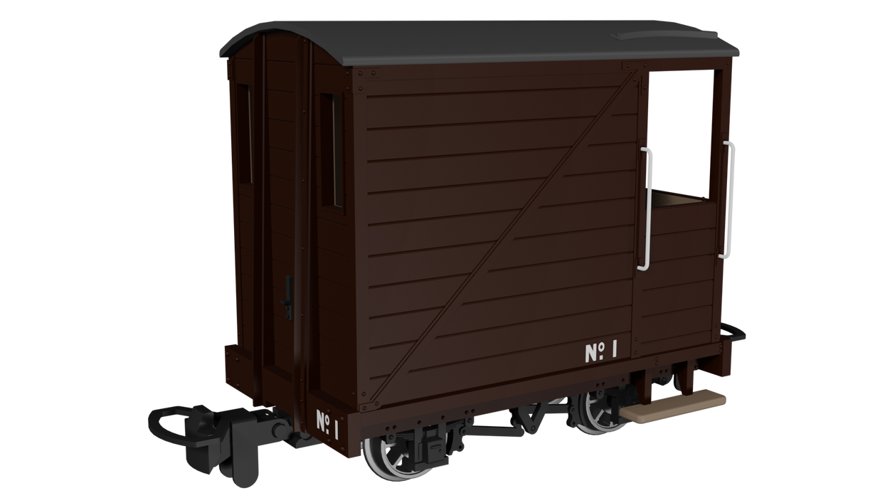 Rapido 990801 Single Veranda Brake Van – Plain Brown No.1- 009 Scale
