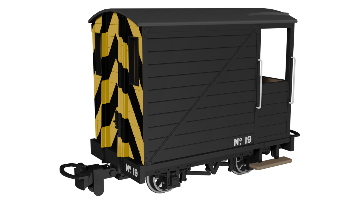 Rapido 990806 Single Veranda Brake Van – Black with Wasp Stripes No.19-009 Scale