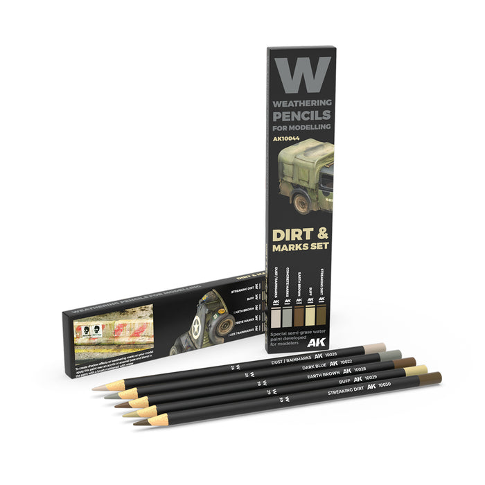 AK AK10044 Weathering Pencils For Modeling - Dirt & Marks Set Effects