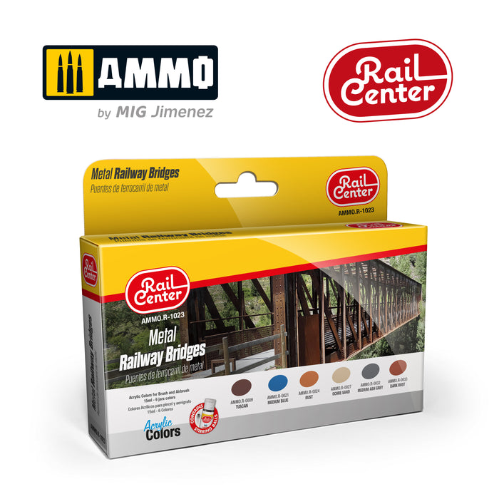 Ammo Mig R-1023 Rail Center Metal Railway Bridges Acrylic Colours Paint Set- 6 Pieces