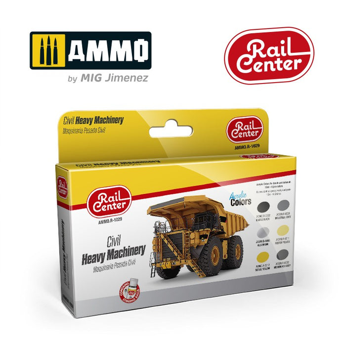 Ammo Mig R-1029 Rail Center Civil Heavy Machinery Acrylic Paint Set- 6 Pieces