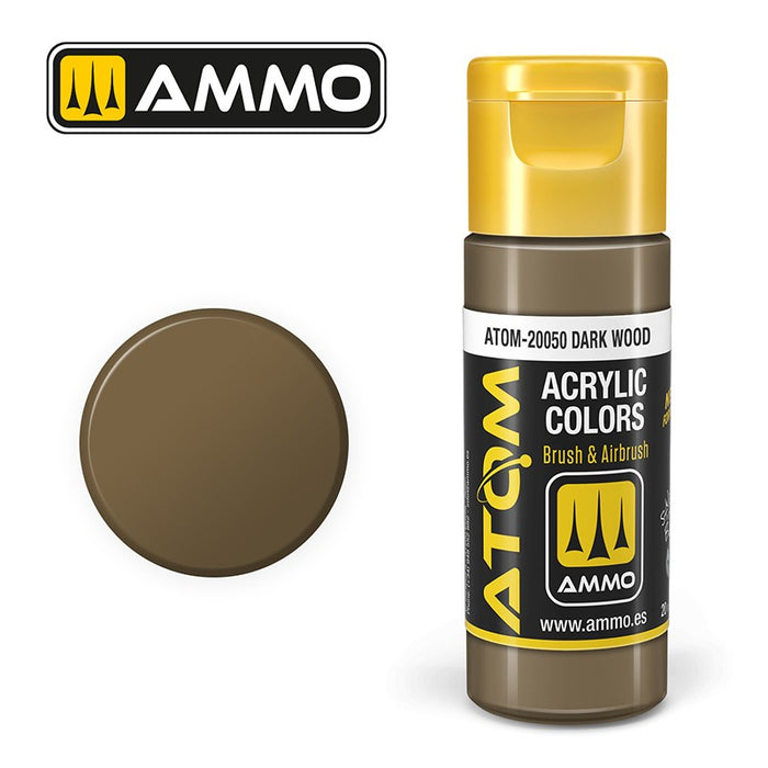 Ammo Mig ATOM 20050 (FS30145) Dark Wood Acrylic Colour - Suitable for Brush and Airbrush Application - 17ml Bottle