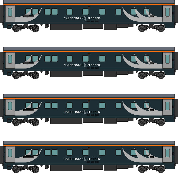 Revolution Trains RT-CS-LS-MK5-pack4 Mk5 Coaches Calendonian Sleepr 4-Car Pack - N Gauge - Pre-Owned