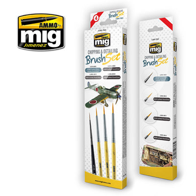 Ammo Mig 7603 Chipping & Detailing Brush Set - 4 pieces