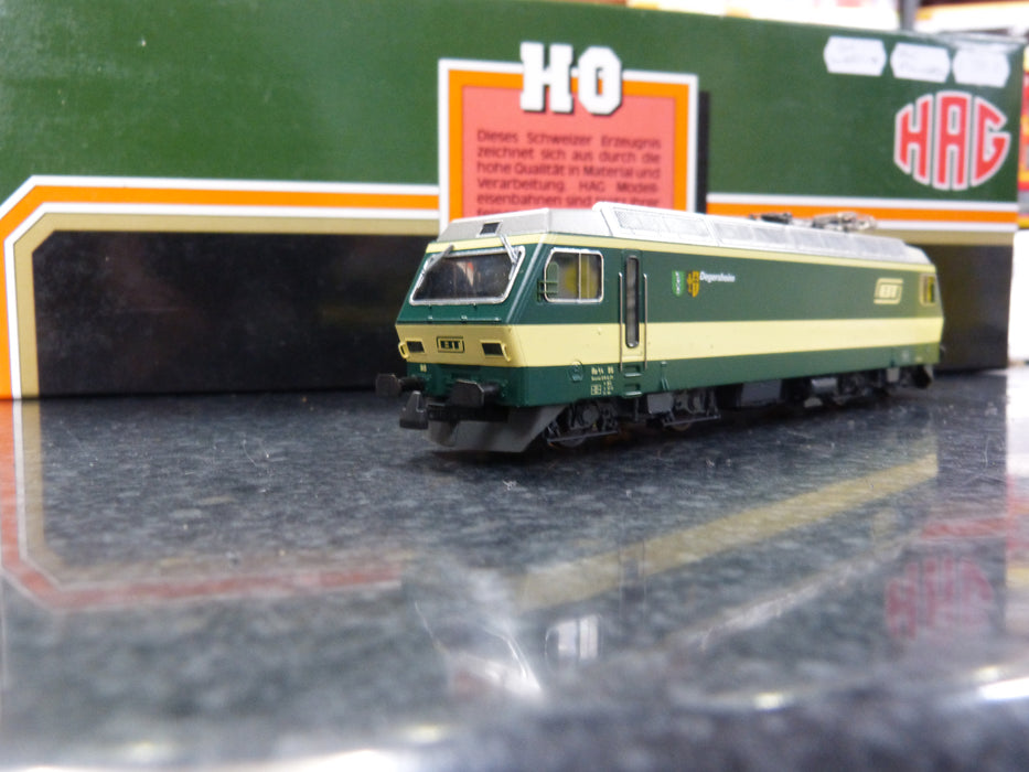 HAG HO Gauge (1:87 scale) Swiss Electric Locomotive (Type 4/4) in BT Green and Cream Livery with Degersheim branding ** Only 1 in stock **