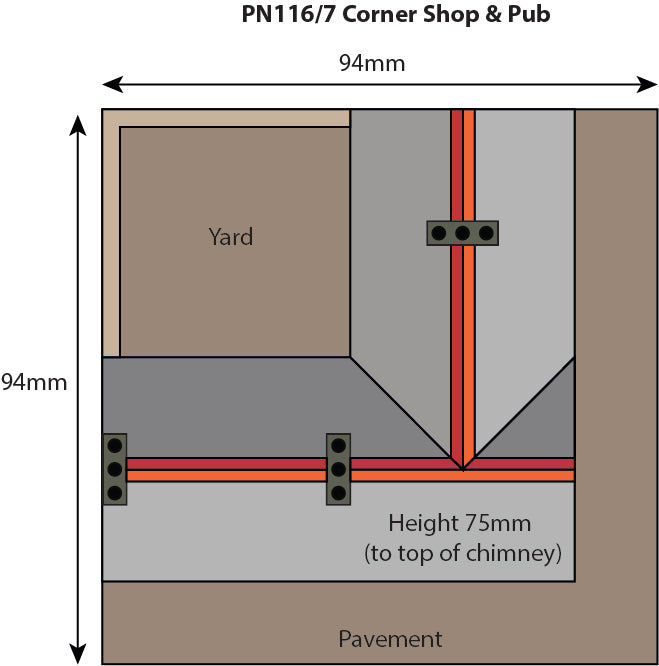Metcalfe PN117 Stone Corner Shop and Pub Card Kit - N Scale