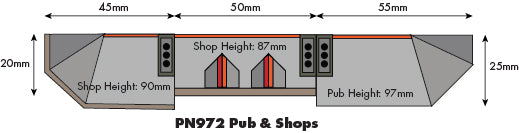 Metcalfe PN972 Low Relief Pub & Shops Card Kit - N Scale