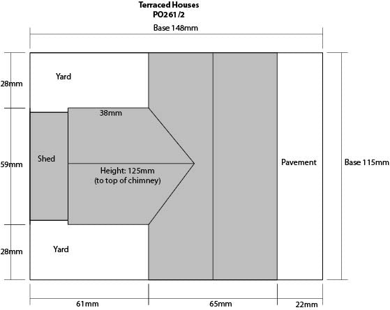 Metcalfe PO261 Red Brick Terraced Houses Card Kit  - OO / HO Scale