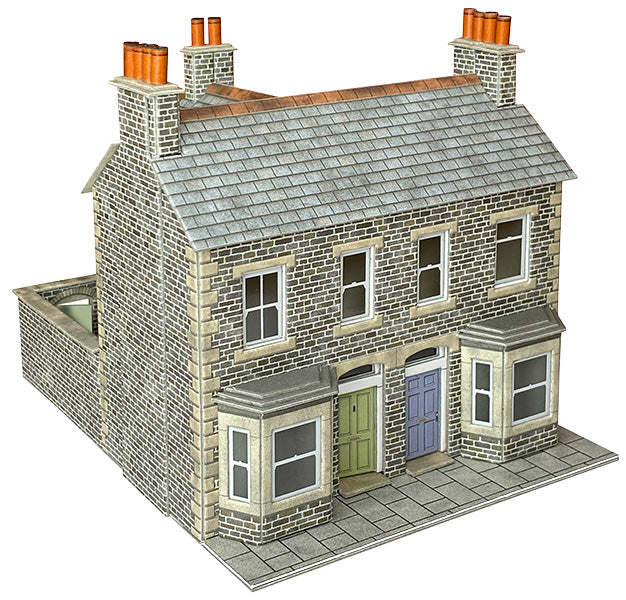 Metcalfe PO301 Two Stone Built Terraced Houses Card Kit - OO Scale