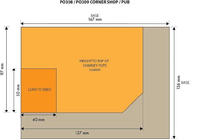 Metcalfe PO308 Corner Shop / Pub Card Red Brick Card Kit  - OO / HO Scale