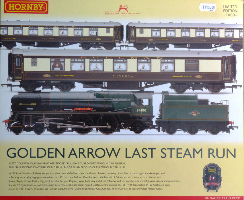 SH Hornby R3400 "Golden Arrow Last Steam Run" Train Pack - OO Scale ** Pre-owned but in Mint Condition and in original box **