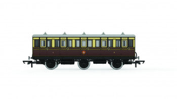 Hornby R40306 GWR 6 Wheel 3rd Class Coach Number 2523 in GWR Chocolate and Cream Livery -  OO Gauge