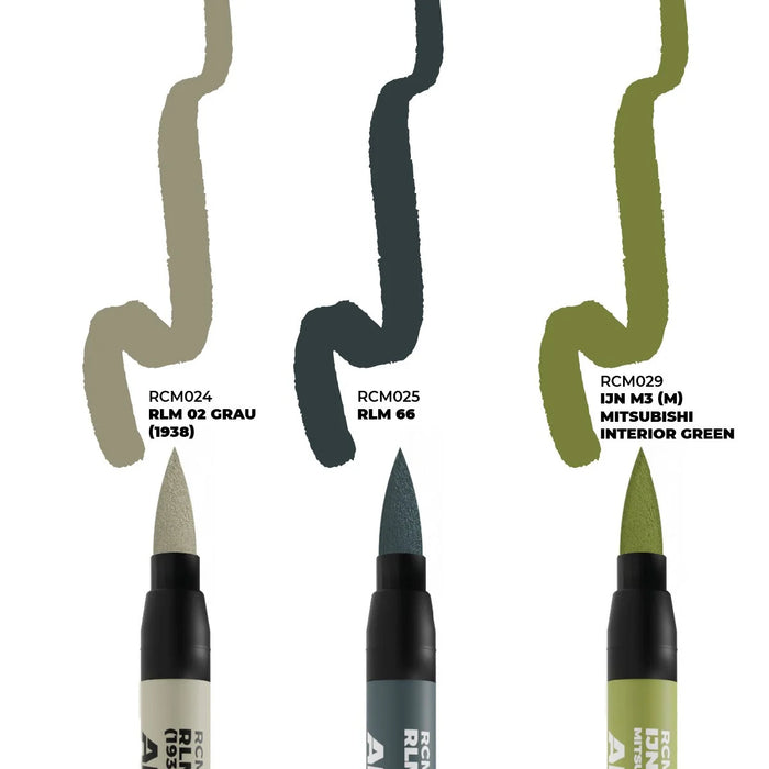 AK Real Colors Markers set - RCM110 - "WW2 Axis Aircraft Cockpit" - 3 pen set