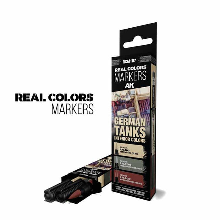 AK Real Colors Markers set - RCM107 - "German Tanks Interior" - 3 pen set