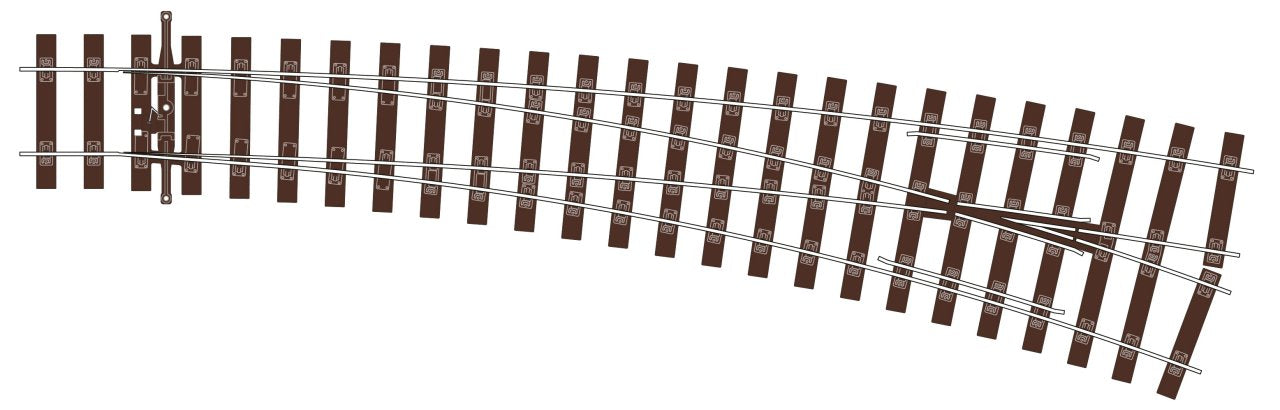 Peco SLU1186 Code 75  Bullhead Curved Right Hand Turnout, Unifrog - OO Gauge