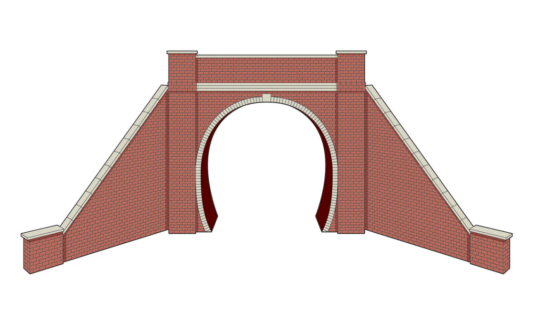 Peco LK12171 Tunnel Portals and wing walls - Brick - Single Track ,- TT:120