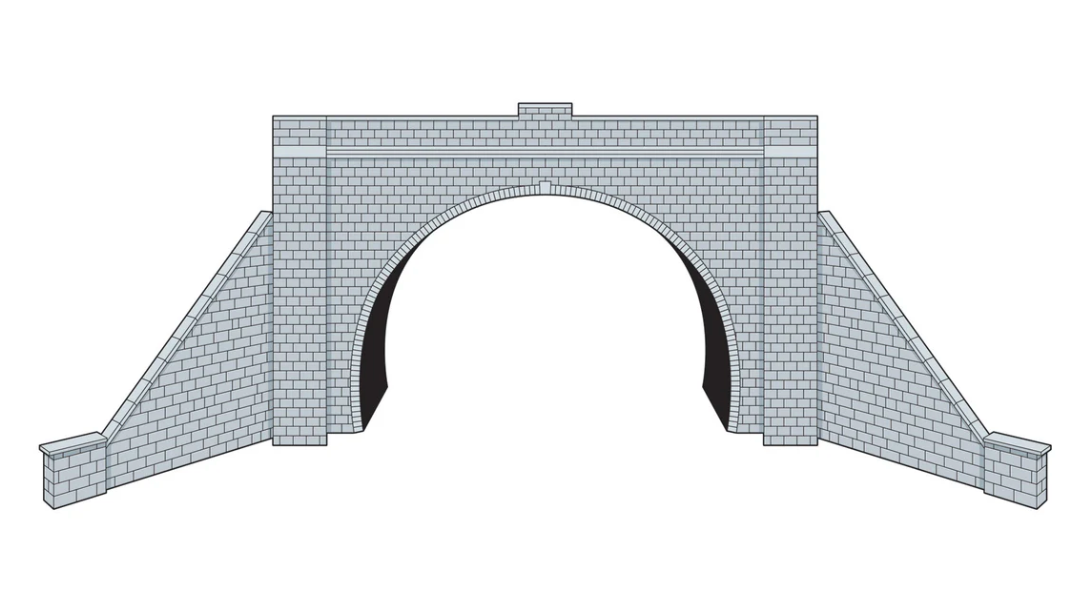 Peco LK12174 Tunnel Portals and wing walls - Stone - Double Track ,- TT:120