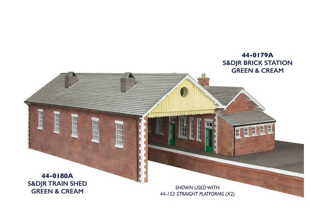 Bachmann Scenecraft 44-0179A S&DJR Brick Station - Green and Cream - OO Gauge