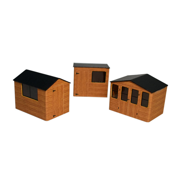 ATD Models ATD004 Shed Kit x 3, Brown. Card Kit, OO Scale