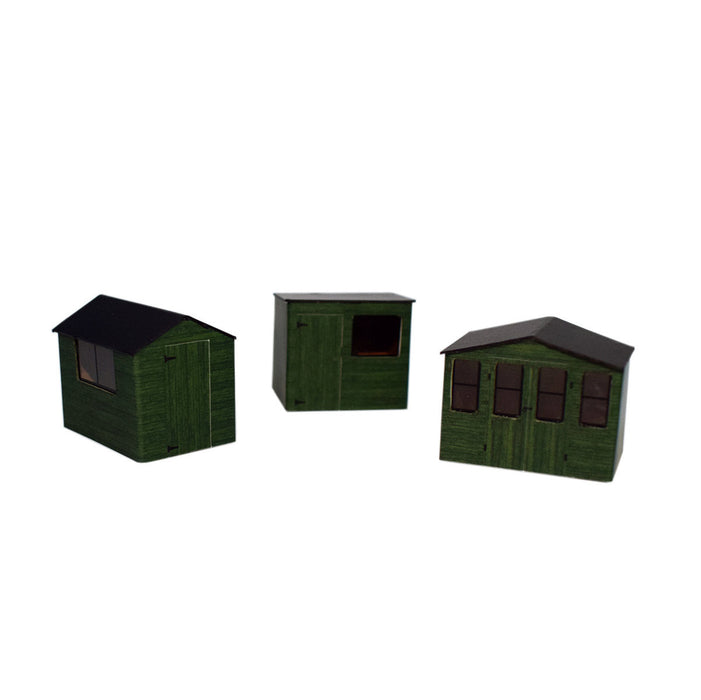 ATD Models ATD017 Shed Kit x 3, Green. Card Kit, OO Scale