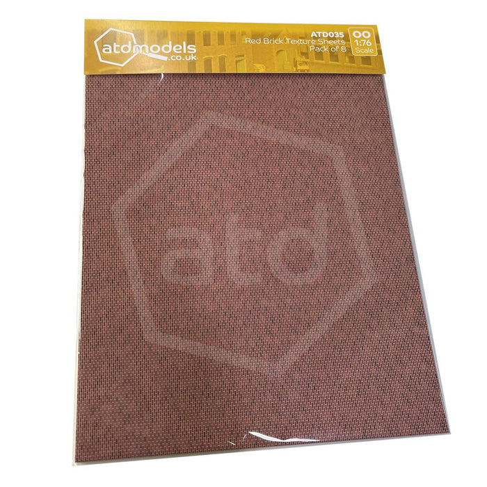 ATD Models ATD035 Red Brick Texture Sheets, Pack of 8. Card Kit, OO Scale