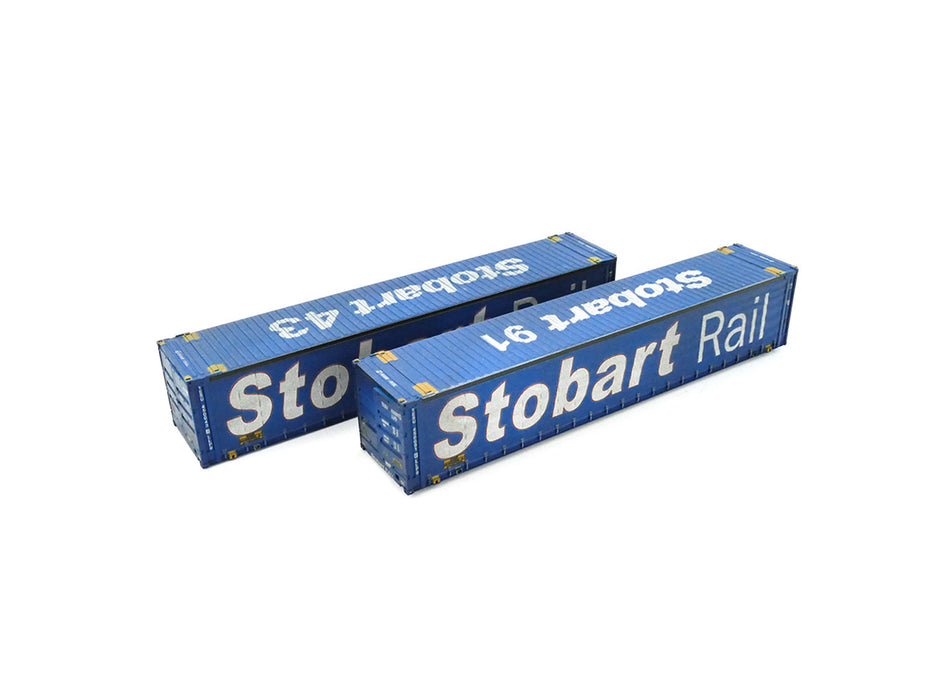 Dapol 4F-028-155 Stobart Rail 45ft Curtain Side Containers Twin Pack Numbers 450043-9 & 450091-1 (Weathered) - OO Scale