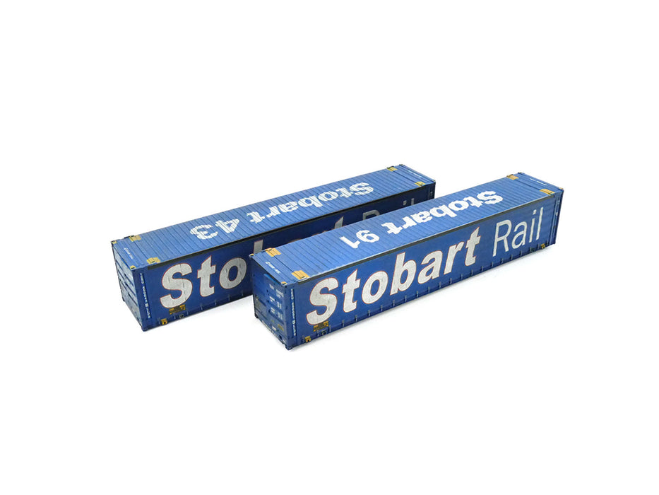 Dapol 4F-028-155 Stobart Rail 45ft Curtain Side Containers  450043-9 & 450091-1, Weathered -  Twin Pack - OO Gauge