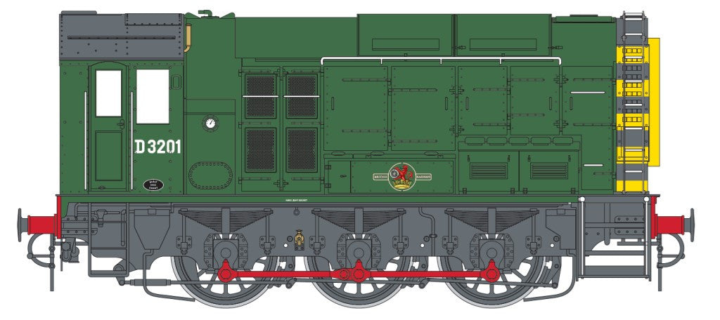 Dapol 7D-008-019 Class 08 D3201 BR Green Late Crest With Wasp Stripes - O Gauge